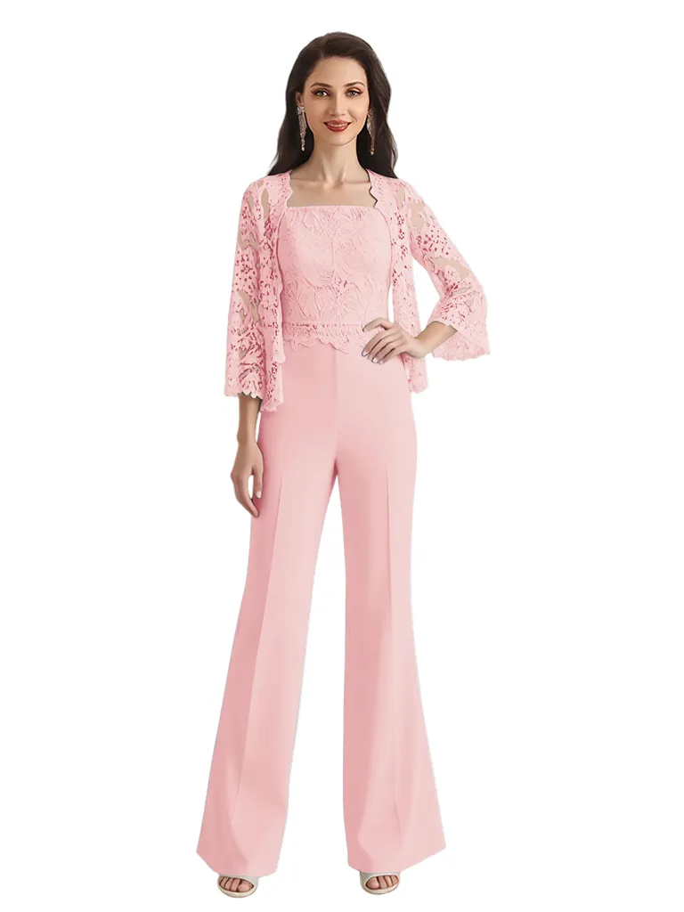 Elegant Square Chiffon And Lace Long Sleeves Pantsuit For Mother Of The Bride and Jacket sold by ChicSew product image thumbnail 5