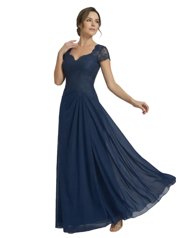 Elegant Cap Sleeve Lace Chiffon A-Line Mother of The Bride Dresses sold by ChicSew