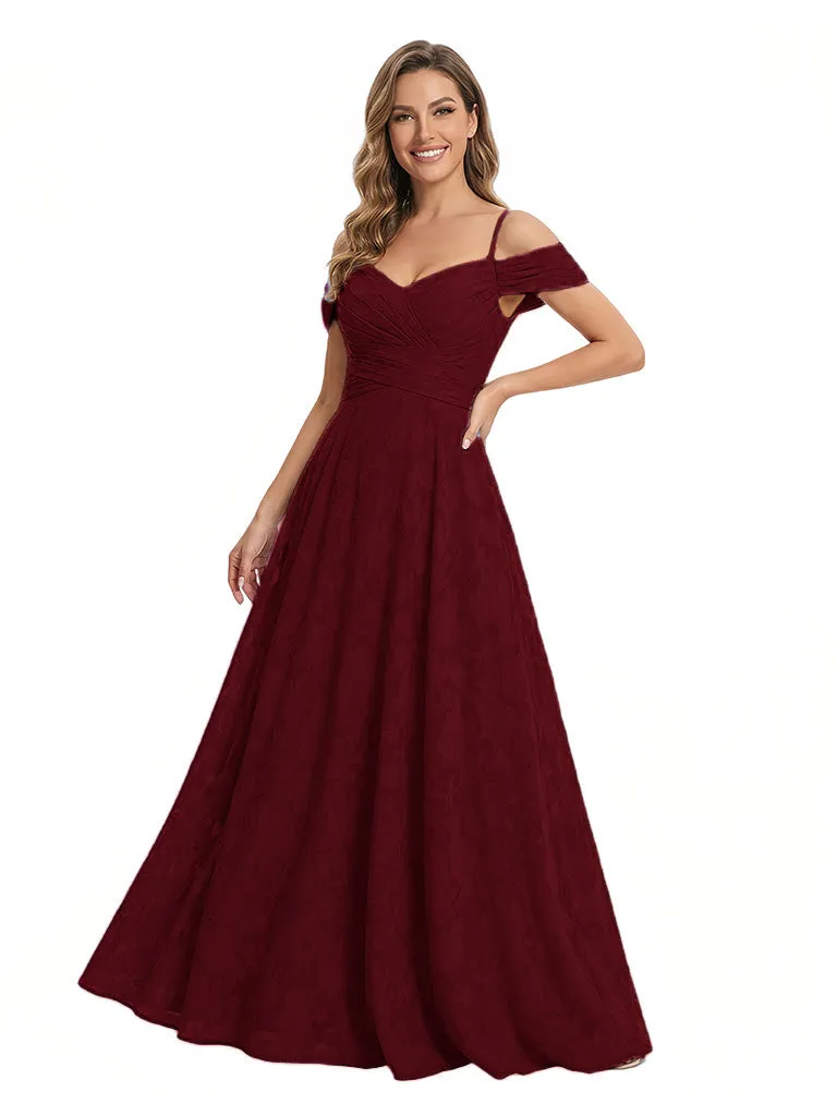 Elegant Cold Shoulder Floral Burnout Chiffon A-Line Formal Evening Dresses sold by ChicSew product image thumbnail 5