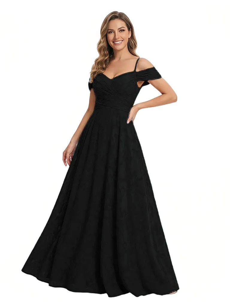 Elegant Cold Shoulder Floral Burnout Chiffon A-Line Formal Evening Dresses sold by ChicSew product image thumbnail 3