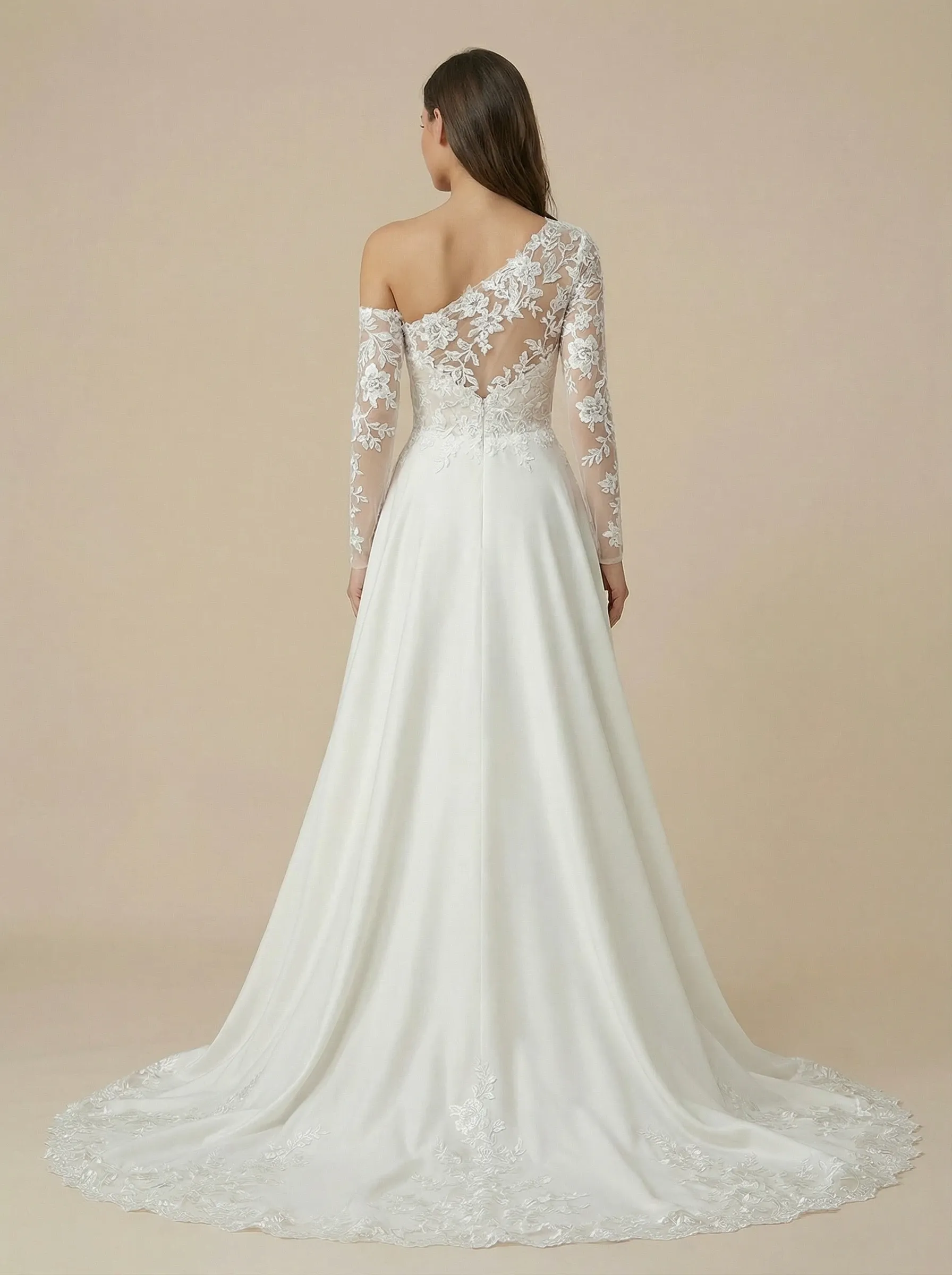 Unique A-Line Long Sleeve Lace Maxi Long Bridal Gowns Online sold by ChicSew product image thumbnail 2
