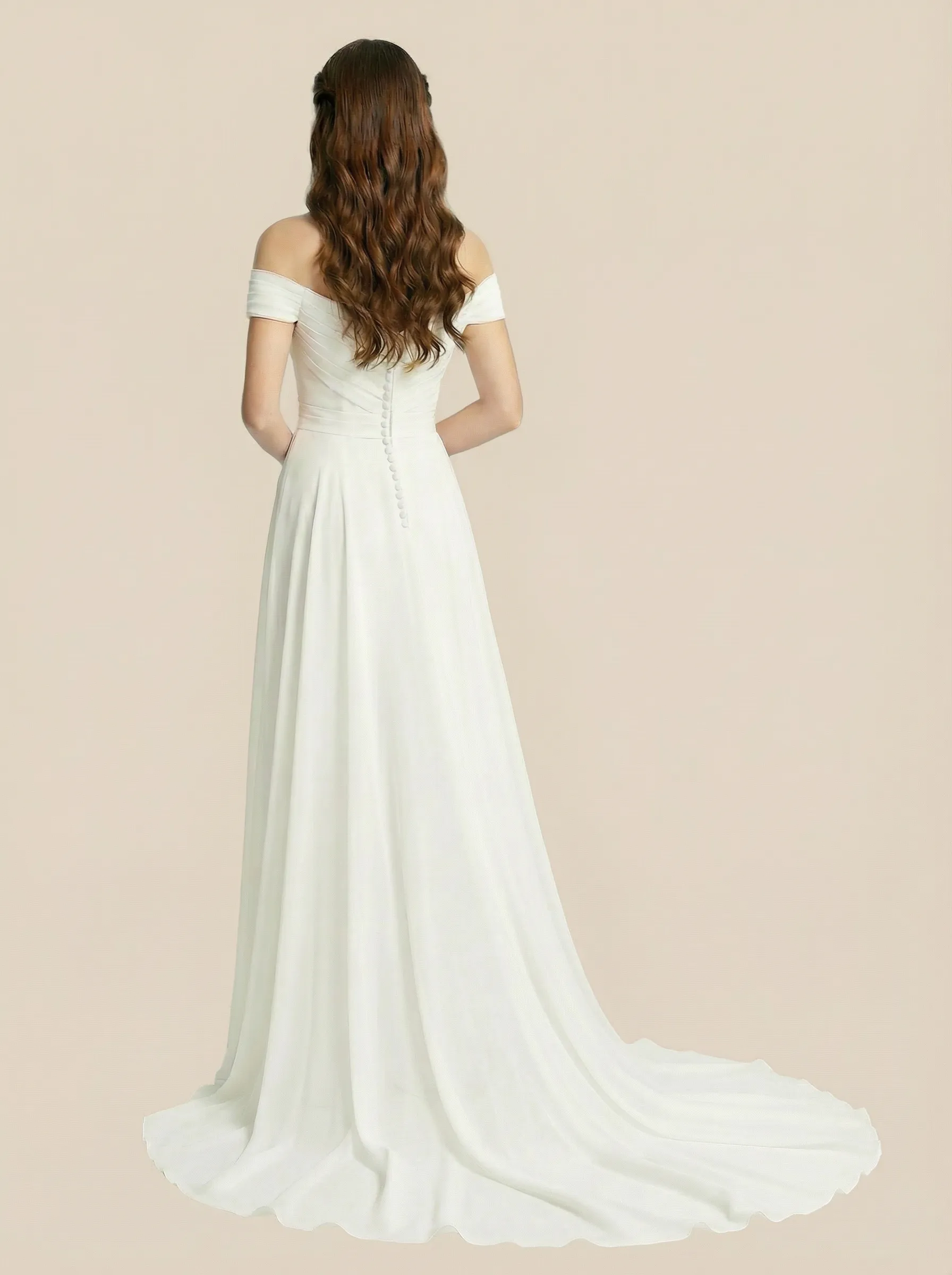 Jumpsuit Off Shoulder Chiffon Maxi Long Jumpsuit Wedding Gowns sold by ChicSew product image thumbnail 2