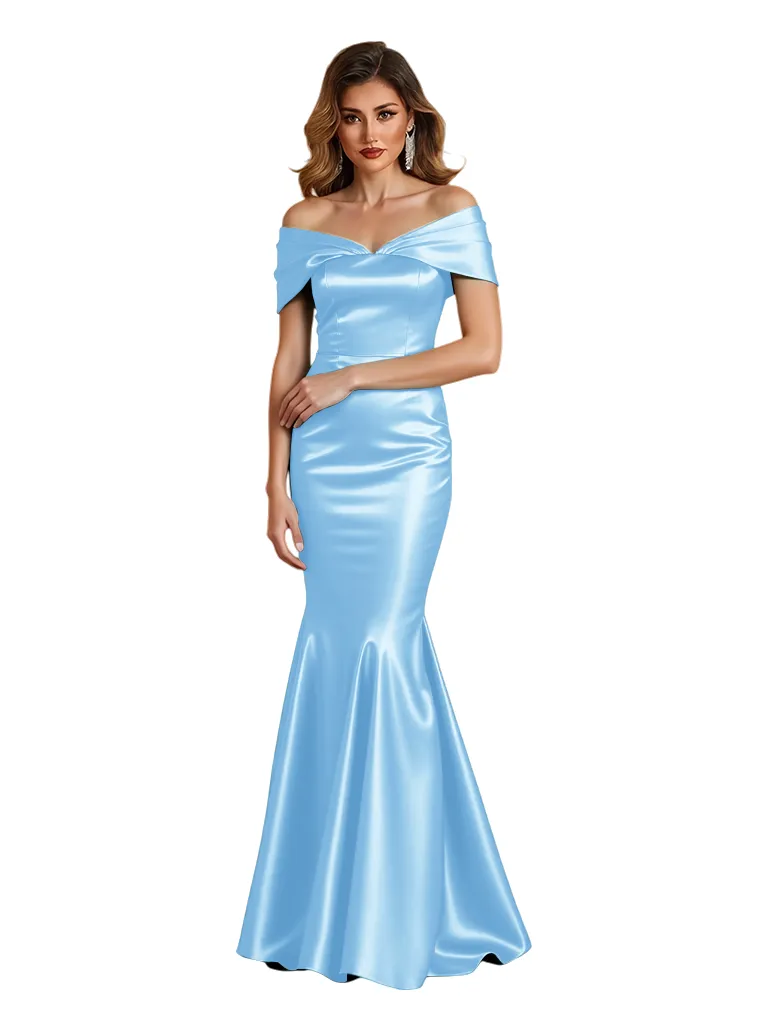 Elegant Off The Shoulder Silky Satin Mermaid Floor-Length Mother Of The Bride Dresses sold by ChicSew product image thumbnail 4