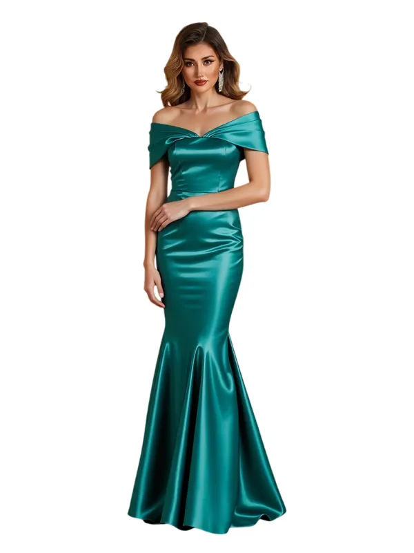 Elegant Off The Shoulder Silky Satin Mermaid Floor-Length Mother Of The Bride Dresses sold by ChicSew