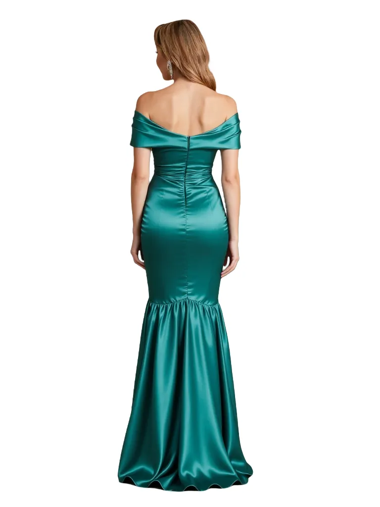 Elegant Off The Shoulder Silky Satin Mermaid Floor-Length Mother Of The Bride Dresses sold by ChicSew product image thumbnail 2