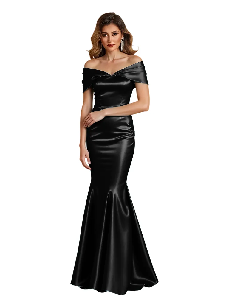 Elegant Off The Shoulder Silky Satin Mermaid Floor-Length Mother Of The Bride Dresses sold by ChicSew product image thumbnail 3