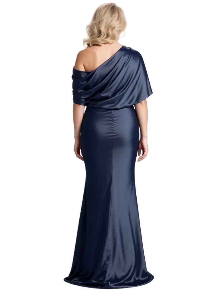 Elegant Side Slit Half Sleeves Satin Mermaid Floor-Length Mother Of The Bride Dresses sold by ChicSew product image thumbnail 2