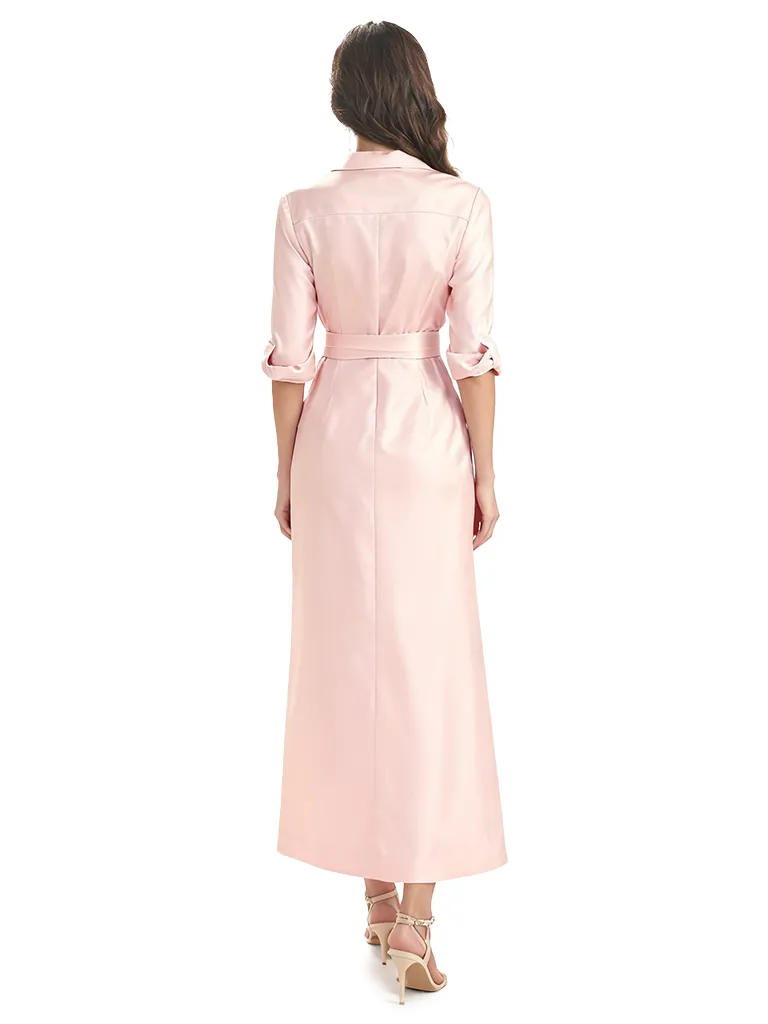 Simple Silky Satin Half Sleeves Sheath Ankle-Length Formal Evening Gowns For Women Side Slit sold by ChicSew product image thumbnail 2