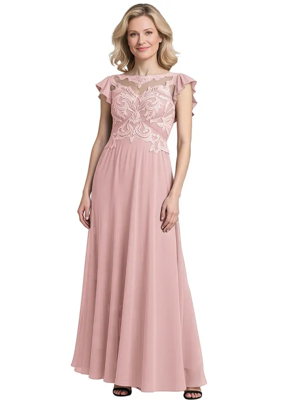 Elegant Bell Sleeves Chiffon A-line Long Mother of The Bride Dresses made by ChicSew