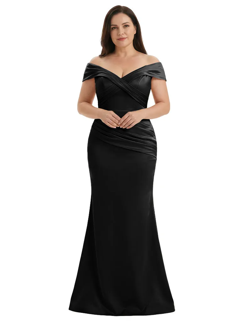 Elegant Soft Satin Sleeveless Off Shoulder Mermaid Floor-Length Mother Of The Bride Dresses sold by ChicSew product image thumbnail 3
