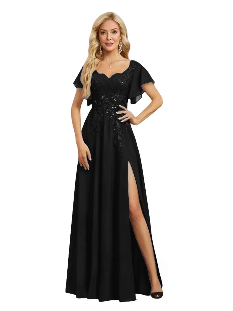Elegant Bell Sleeves Side Slit Chiffon Mermaid Long Mother of The Bride Dresses sold by ChicSew product image thumbnail 3