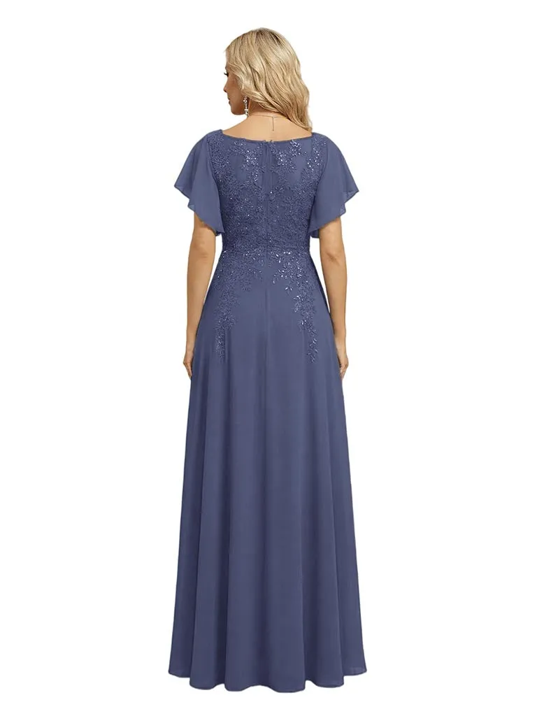 Elegant Bell Sleeves Side Slit Chiffon Mermaid Long Mother of The Bride Dresses sold by ChicSew product image thumbnail 2