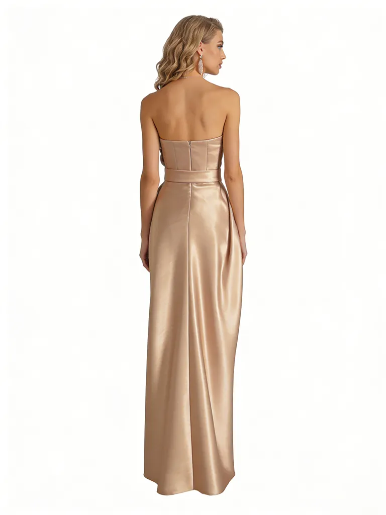 Sexy Sweetheart Silky Satin Side Slit Mermaid Long Formal Evening Dresses For Ladies sold by ChicSew product image thumbnail 2