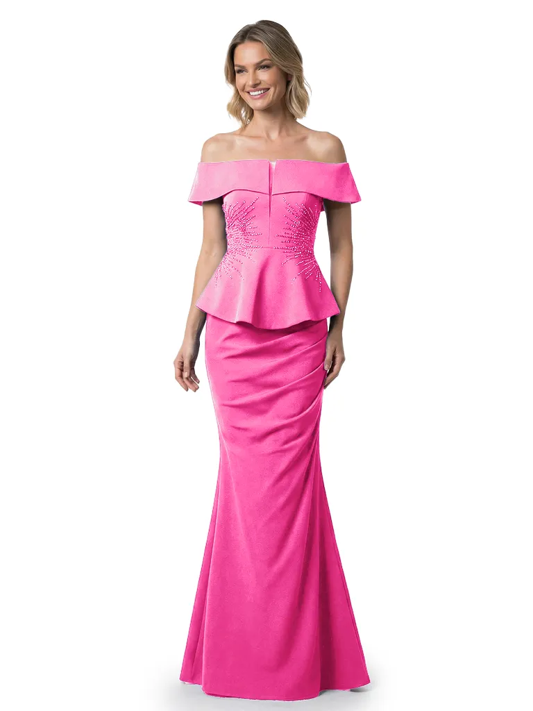 Classy Crepe Beaded Off The Shoulder Mermaid Maxi Mother Of The Bride Gown sold by ChicSew product image thumbnail 4