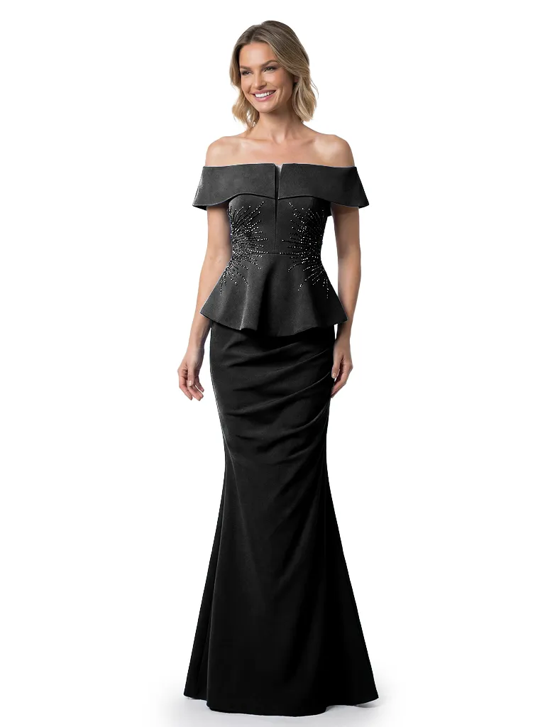 Classy Crepe Beaded Off The Shoulder Mermaid Maxi Mother Of The Bride Gown sold by ChicSew product image thumbnail 5