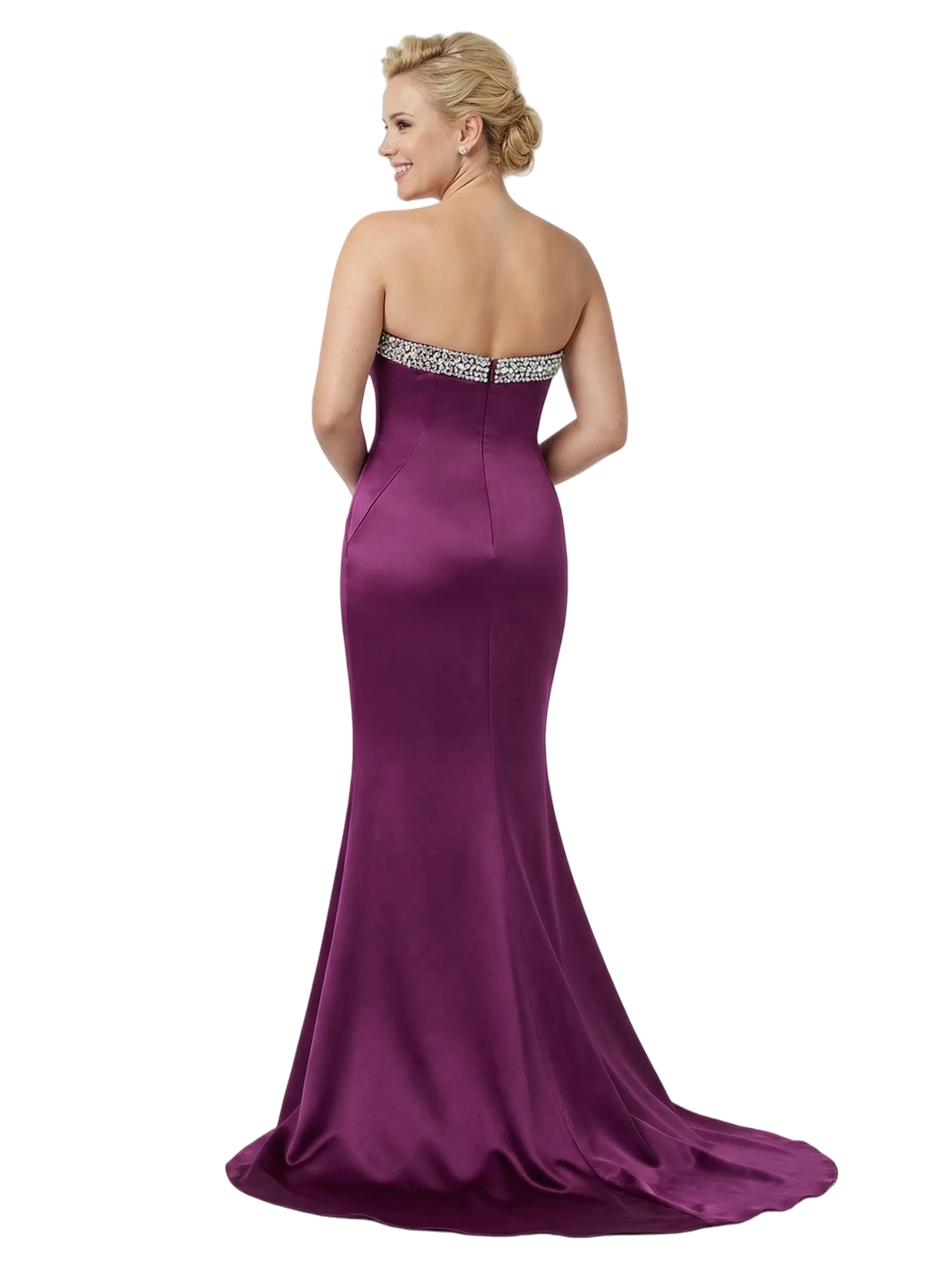 Stylish Strapless Sweetheart Satin Mother of The Bride Dress Floor-Length Mermaid Gown Beading Glamorous Wedding Formal Wear sold by ChicSew product image thumbnail 2