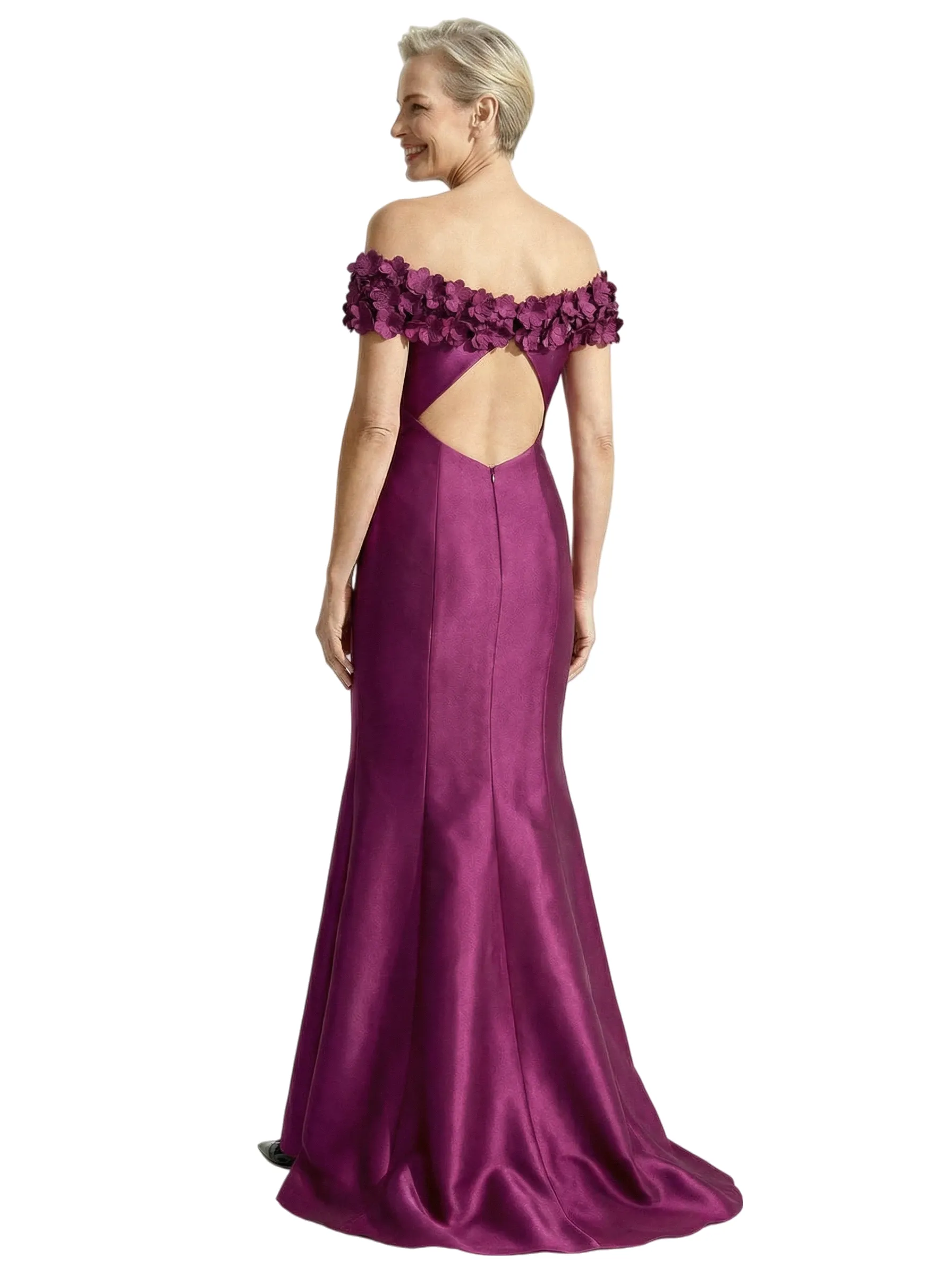 Fancy Off Shoulder Satin Mother of The Groom Dress Mermaid Gown 3D Flower sold by ChicSew product image thumbnail 2
