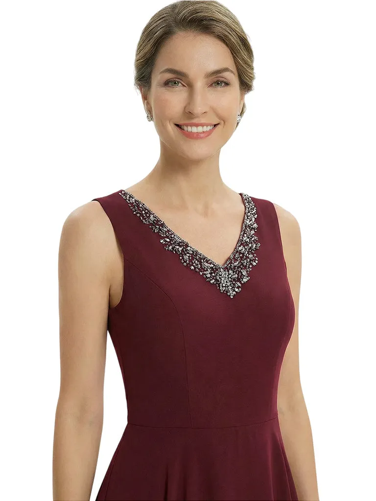 Elegant High-Low Flutter Sleeves V-Neck Beaded Mother of The Bride Gown and Jacket sold by ChicSew product image thumbnail 4