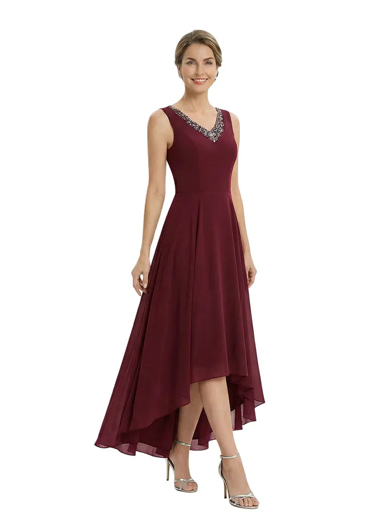 Elegant High-Low Flutter Sleeves V-Neck Beaded Mother of The Bride Gown and Jacket sold by ChicSew product image thumbnail 2