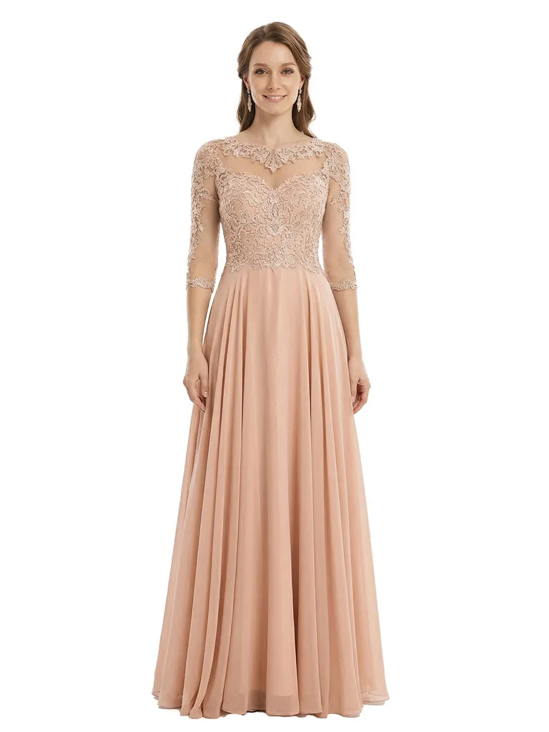 Trendy Lace Applique A-line Mother of The Bride Gown With Sleeve sold by ChicSew