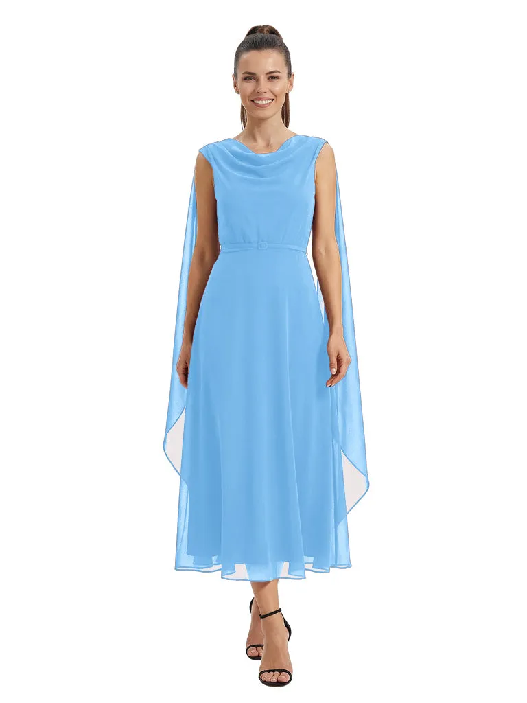 Sophisticated Jewel Tea-Length Mother of The Bride Gown With Chiffon Capelet sold by ChicSew product image thumbnail 5