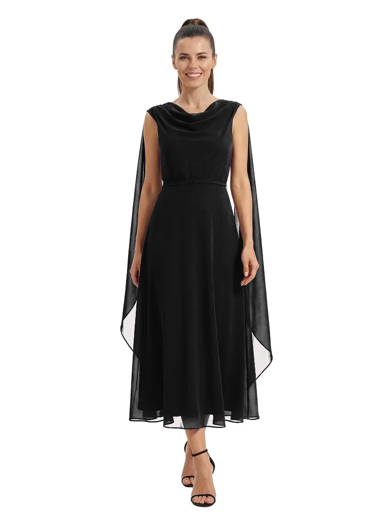 Sophisticated Jewel Tea-Length Mother of The Bride Gown With Chiffon Capelet sold by ChicSew product image thumbnail 4