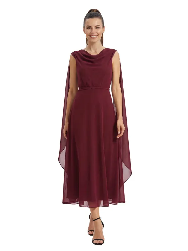 Sophisticated Jewel Tea-Length Mother of The Bride Gown With Chiffon Capelet sold by ChicSew