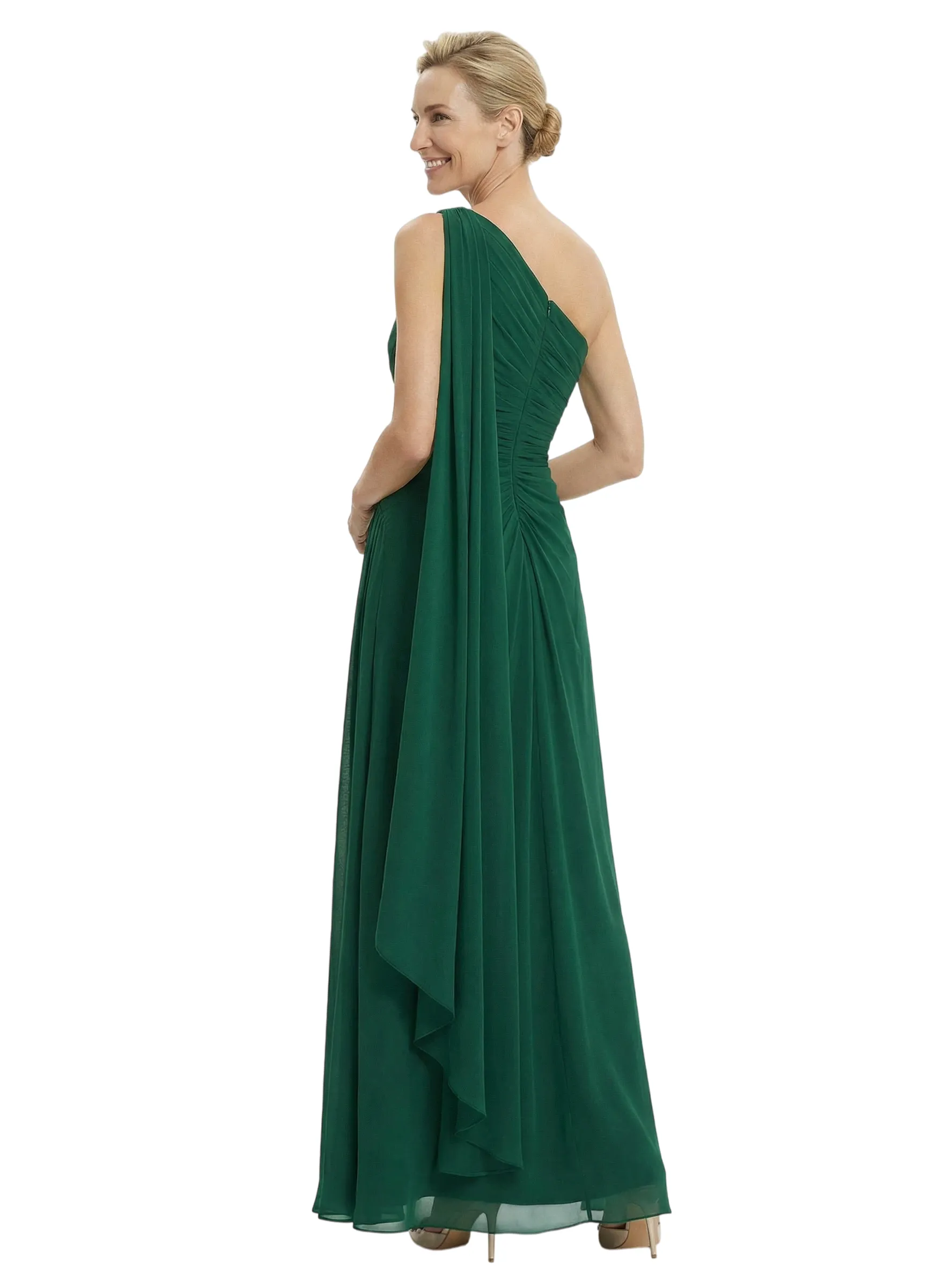 Elegant One Shoulder Ruched Chiffon Floor-Length A-Line Mother of the Groom Dresses sold by ChicSew product image thumbnail 3