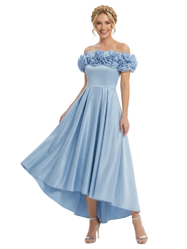 Morden Off Shoulder A-Line Satin High Low Mother of the Bride Dresses sold by ChicSew