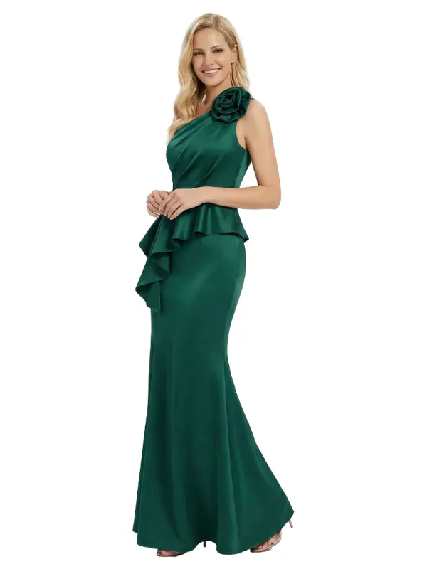 Morden One Shoulder Satin Mother of The Bride Dress Sleeveless Mermaid Maxi Gown sold by ChicSew