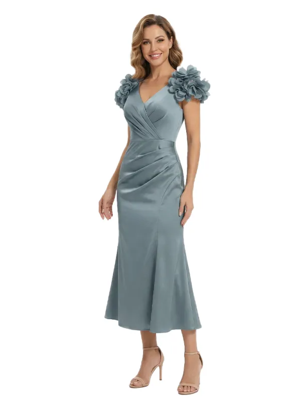 Classy Tea Length Satin Short Mermaid Mother of the Bride Dresses sold by ChicSew