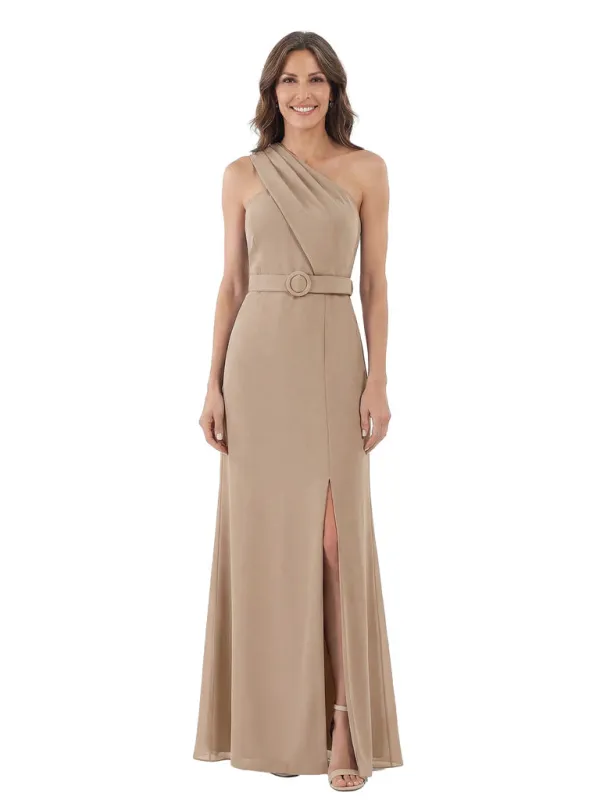Modern One Shoulder Satin Mother of The Groom Dress Maxi Sheath Gown with Belt sold by ChicSew