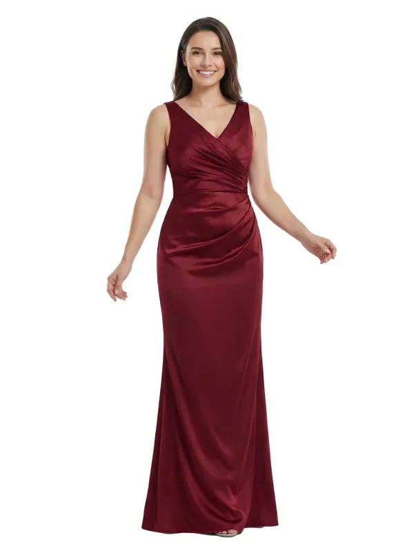 Beautiful V-Neck Silky Satin Mother Of The Bride Mermaid Evening Gown sold by ChicSew
