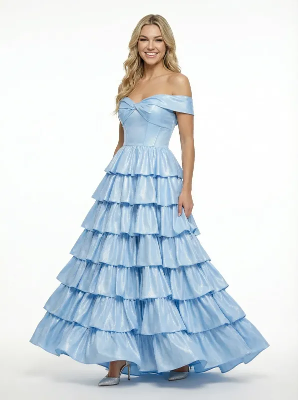 ChicSew Stunnning Sweetheart A-line Layered Satin Long Prom Ball Gown sold by ChicSew