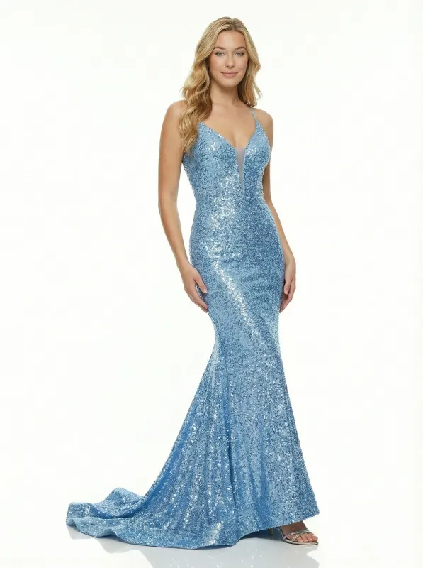 ChicSew Stunning Sequin V-Neck Mermaid Prom Dress Floor Length Formal Gown sold by ChicSew