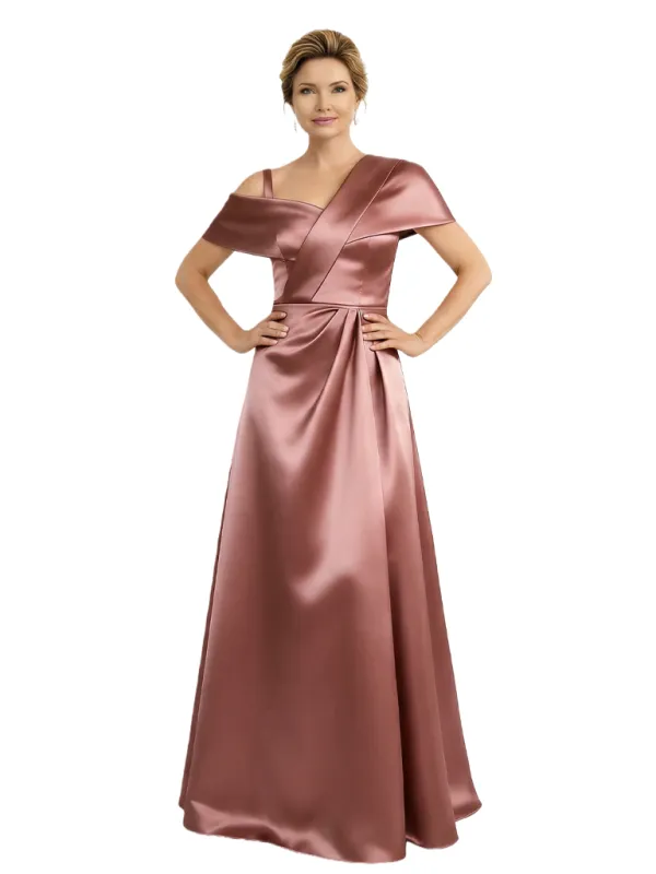 Sexy Asymmetrical Neck A-Line Satin Mother of the Groom Evening Dress sold by ChicSew