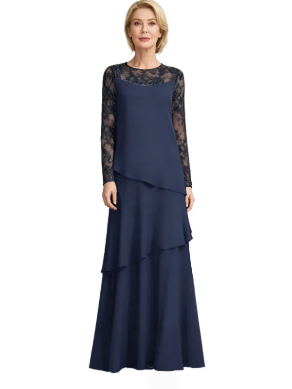 Elegant Lace Long Sleeves Chiffon A-Line Mother Of The Bride and Groom Dresses sold by ChicSew