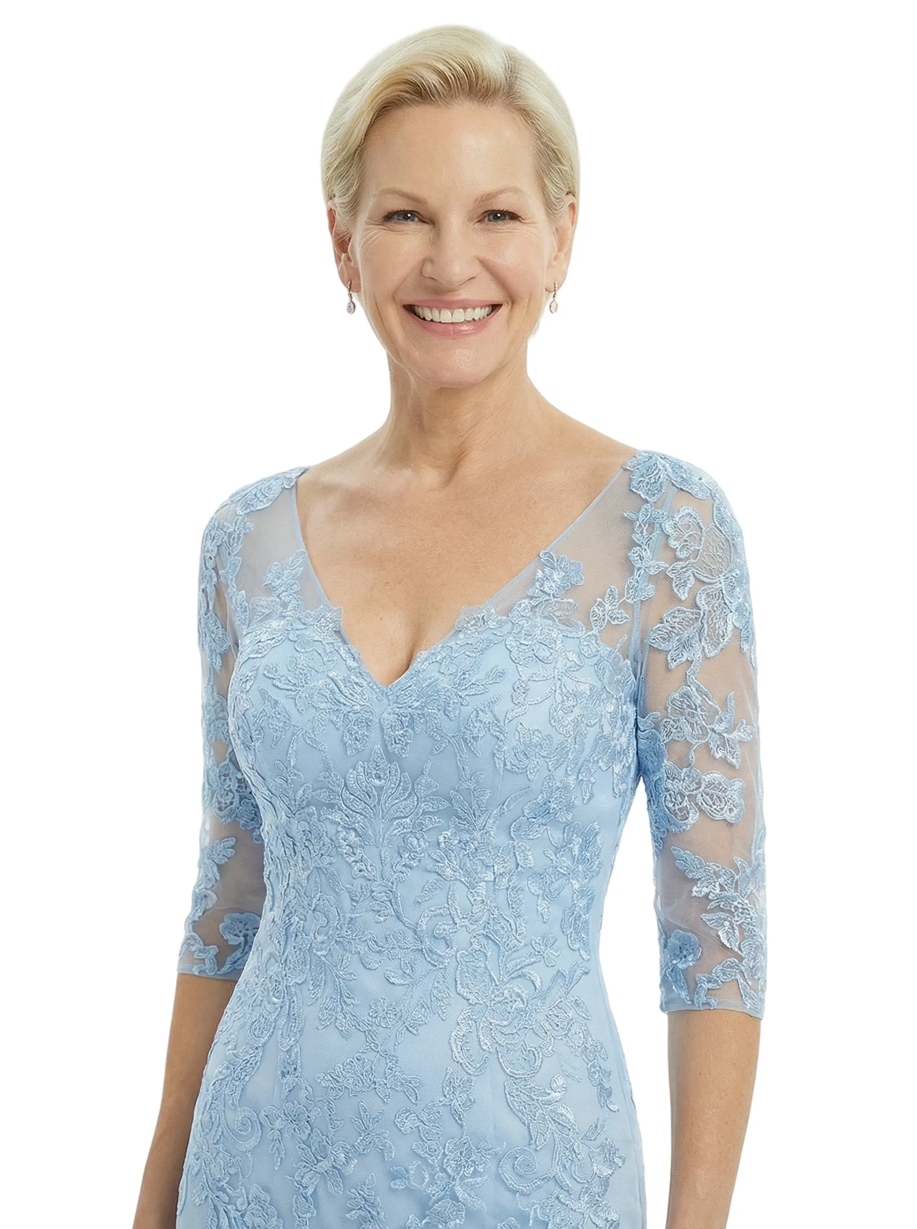 Fancy V-Neck Lace Mother Of The Groom Gown Mermaid Half Sleeves Tulle Dress sold by ChicSew product image thumbnail 2