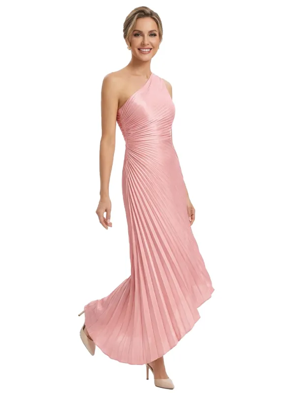 Modern One Shoulder Pleated Chiffon Sheath Sleeveless Maxi Mother Of The Bride Dress sold by ChicSew