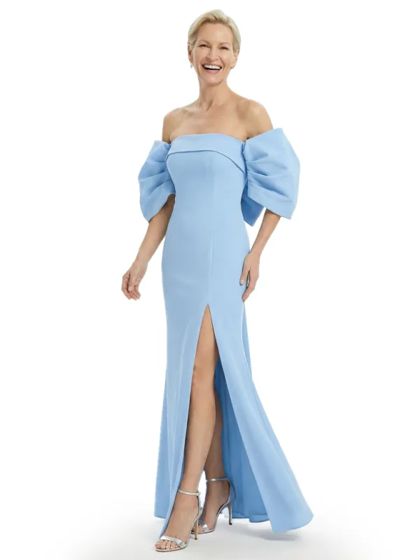 Sexy Off The Shoulder Short Sleeves Side Slit Floor-Length Mermaid Mother Of The Groom Dress sold by ChicSew