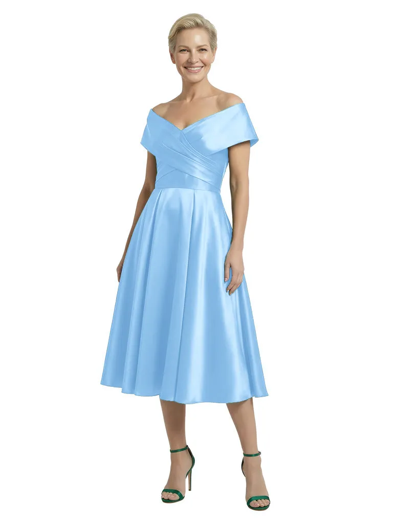 Mother Of The Groom Off Shoulder Satin A-Line Midi Formal Bride Mother Wear sold by ChicSew product image thumbnail 5