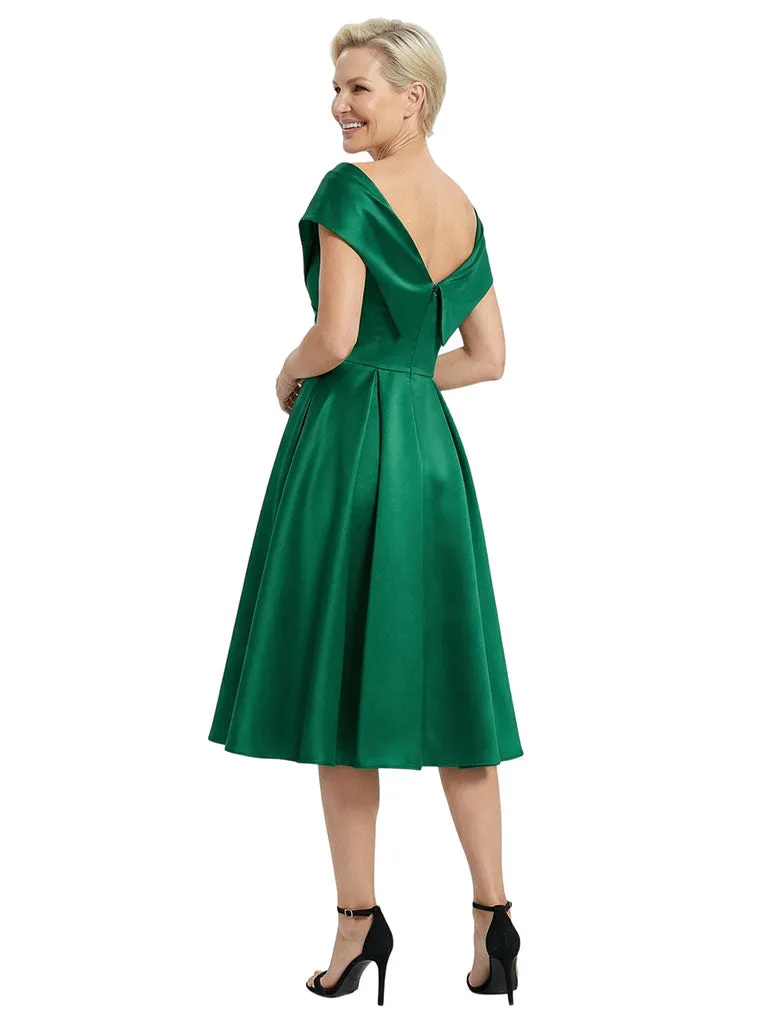 Mother Of The Groom Off Shoulder Satin A-Line Midi Formal Bride Mother Wear sold by ChicSew product image thumbnail 3