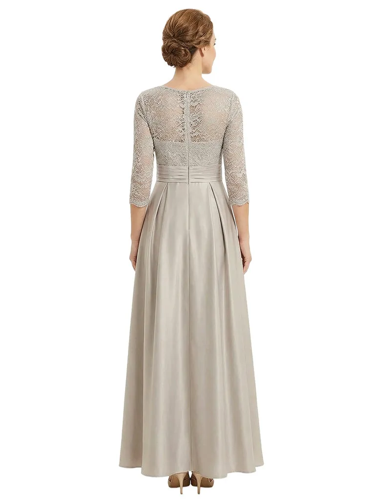 Trendy Lace Long Sleeve Boat Neckline A-Line Mother Of The Bride Dress sold by ChicSew product image thumbnail 3