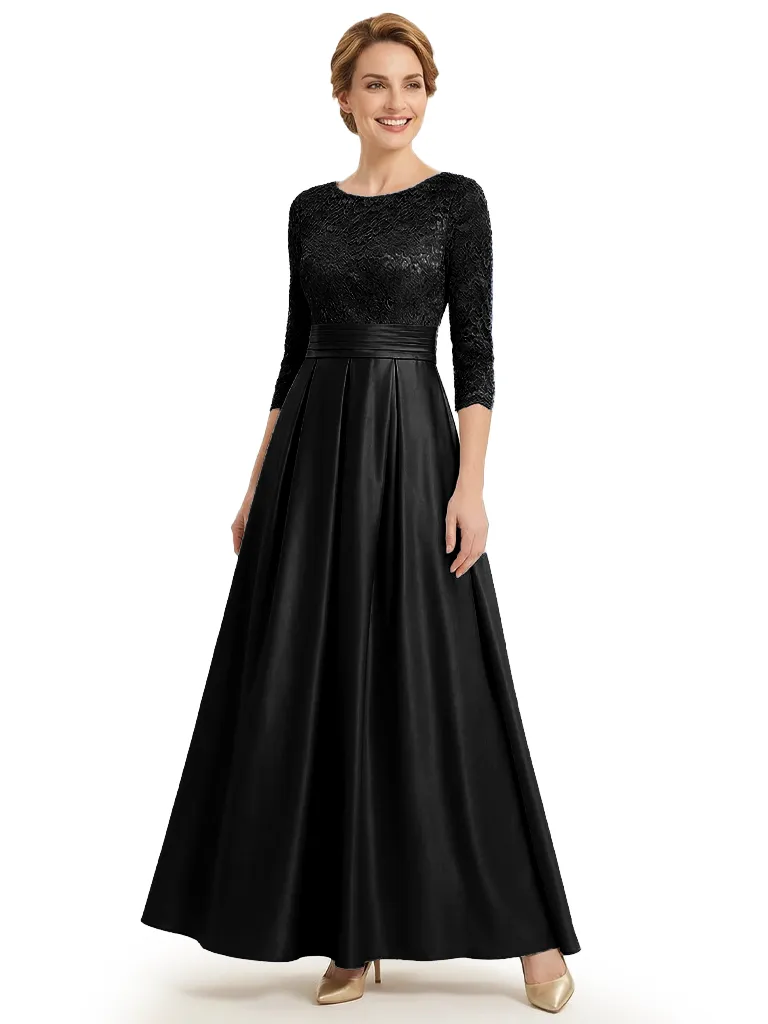 Trendy Lace Long Sleeve Boat Neckline A-Line Mother Of The Bride Dress sold by ChicSew product image thumbnail 4