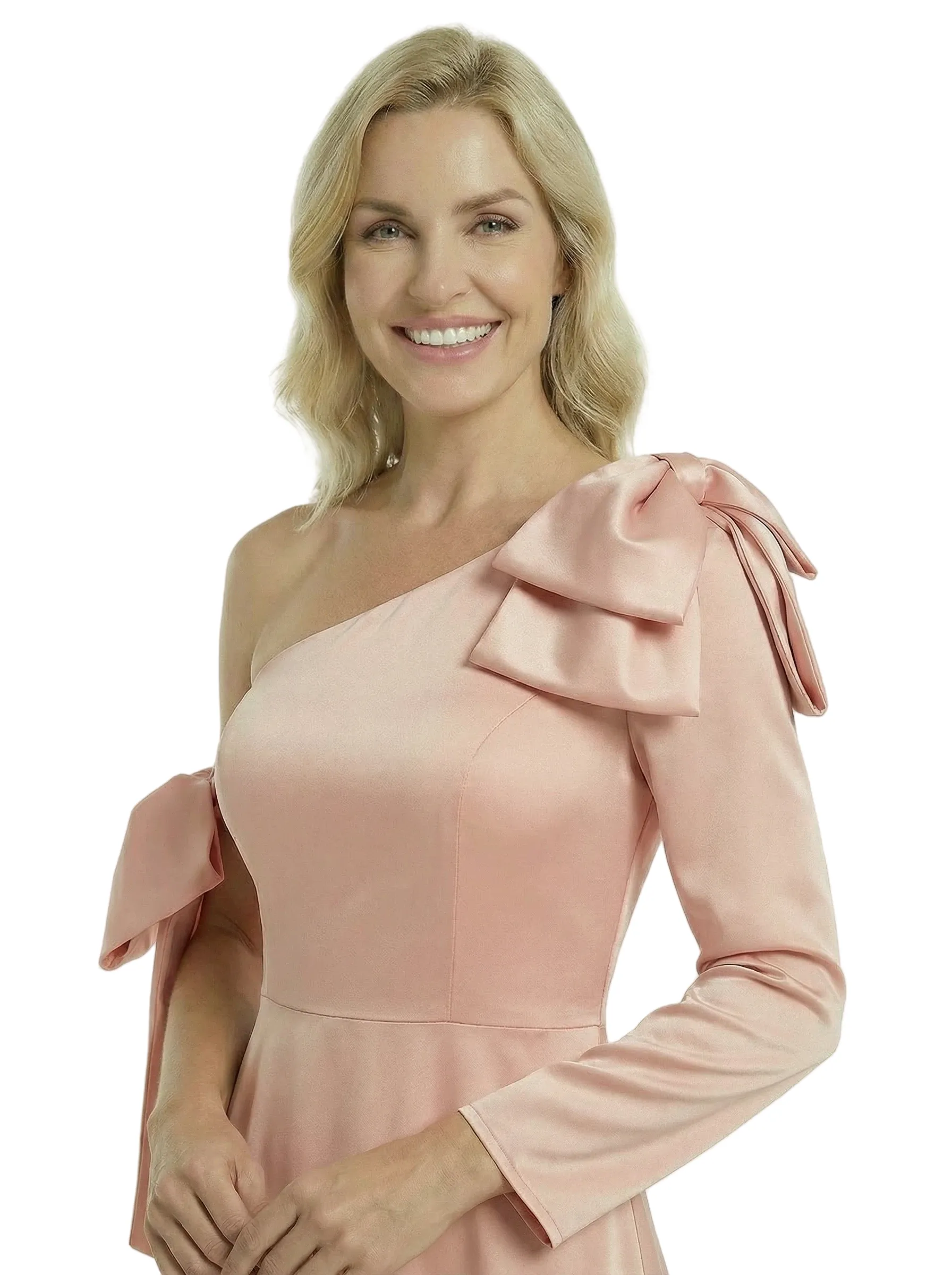 Unique One Shoulder Long Sleeve Mother Of The Groom Dress Satin A-Line Ankle-Length Gown sold by ChicSew product image thumbnail 2