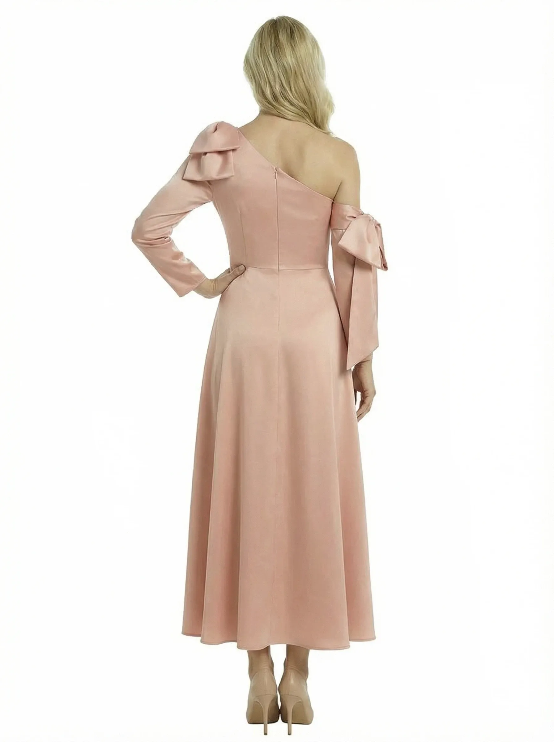 Unique One Shoulder Long Sleeve Mother Of The Groom Dress Satin A-Line Ankle-Length Gown sold by ChicSew product image thumbnail 3