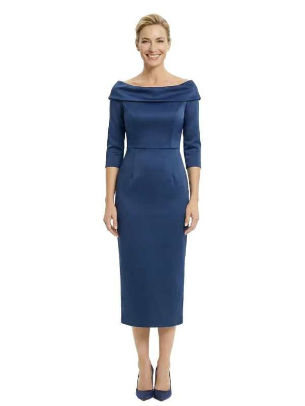 Beautiful 3/4 Sleeves Tea-Length Sheath Mother Of The Bride Dress sold by ChicSew