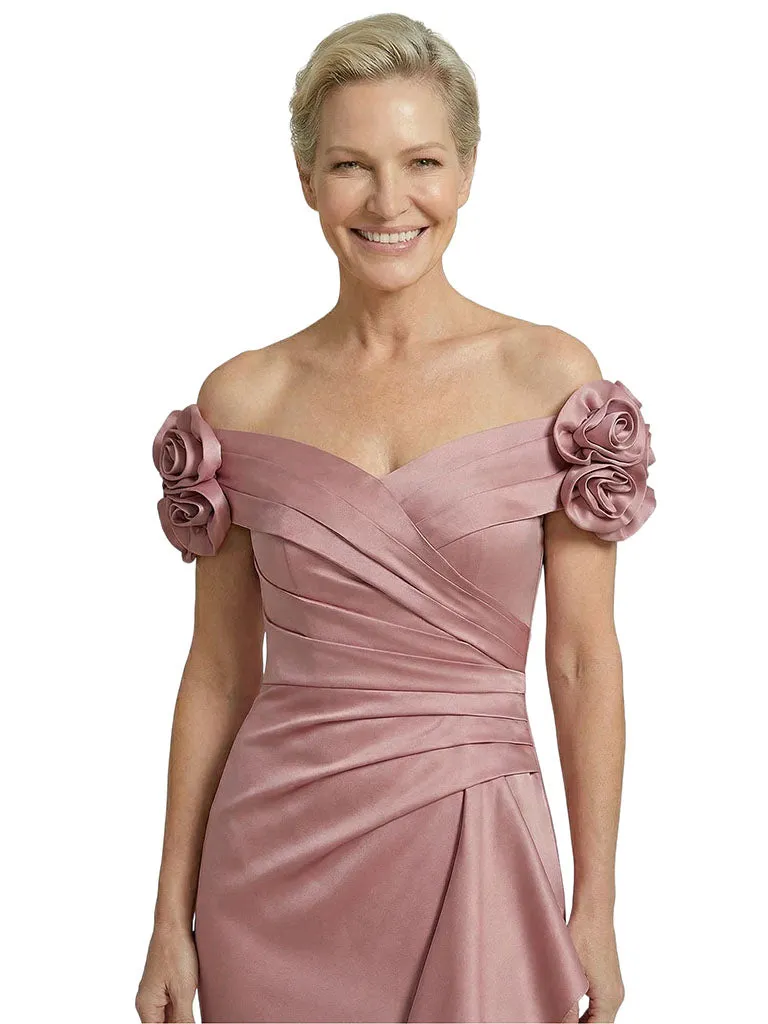 Mother Of The Groom Off Shoulder Side Slit Satin Mermaid Ruched Formal Bride Mother Wear sold by ChicSew product image thumbnail 2