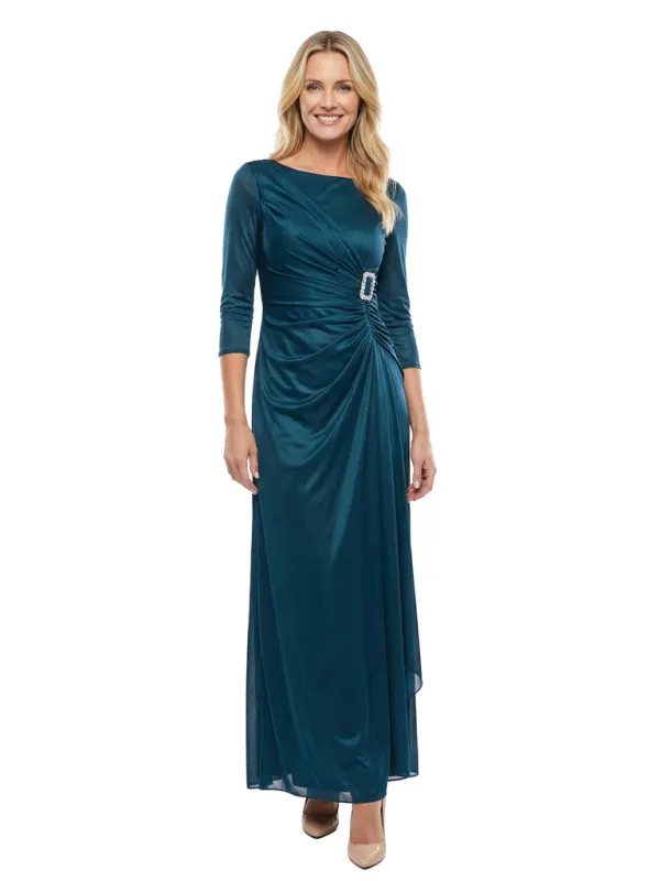 Mother Of The Groom 3/4 Sleeves Ruched Satin Maxi Wedding Guest Dresses made by ChicSew