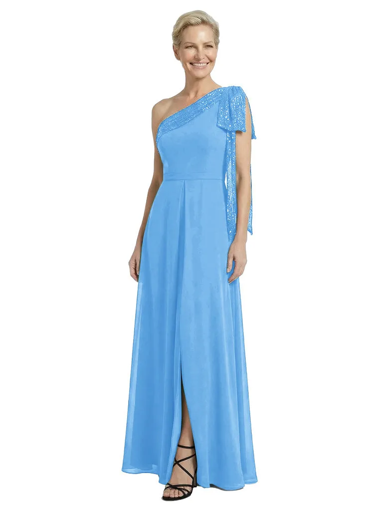 Modern One Shoulder Sequin A-Line Chiffon Mother Of The Bride Dress sold by ChicSew product image thumbnail 5
